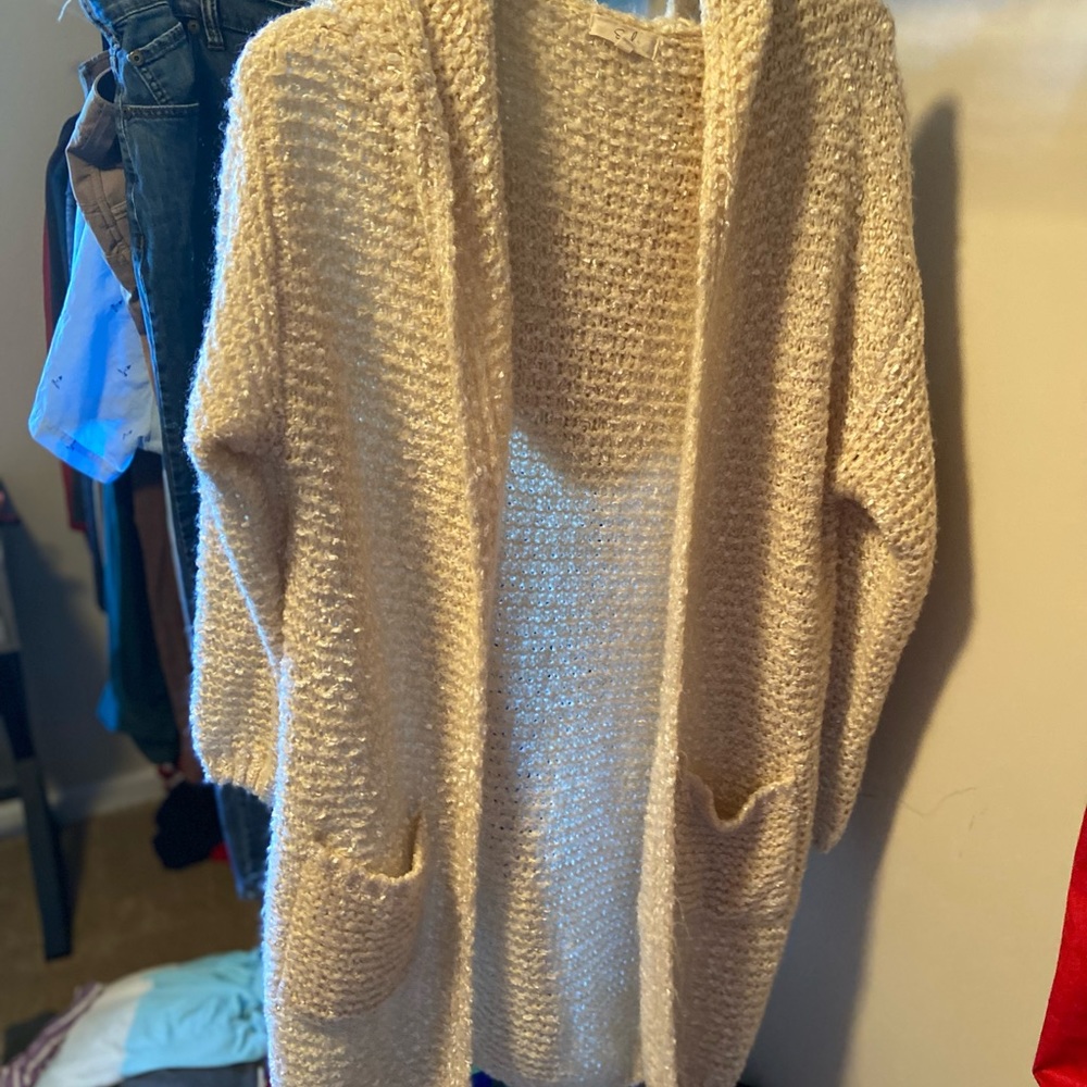 Boutique brand long cardigan with hood